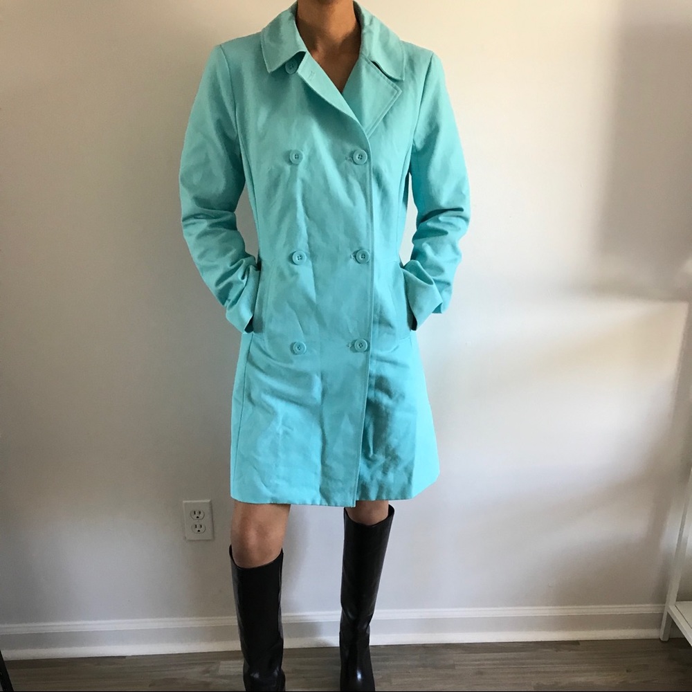 Blue short trench coat